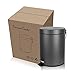 H+LUX Small Trash Can with Lid Soft Close, Round Bathroom Trash Can with Removable Inner Wastebasket, Fingerprint Resistance, 1.3Gal/5L, Gray
