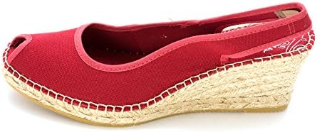 Vidorreta Womens Darla Canvas Peep Toe Casual Platform Sandals, Red, Size 10.5