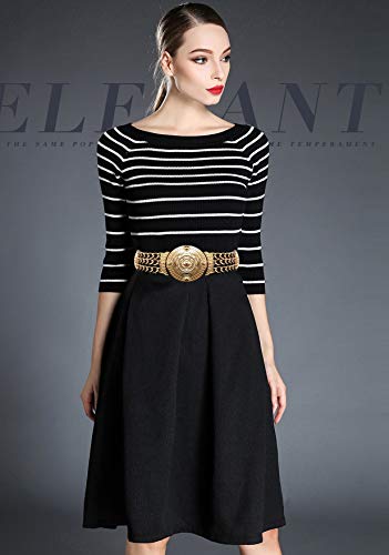 VITORIA'S GIFT Vintage Women Waist Belt,Gold Metal Mirror Face Belts Wide Self Tie Wrap Around Waist Thin Waistband