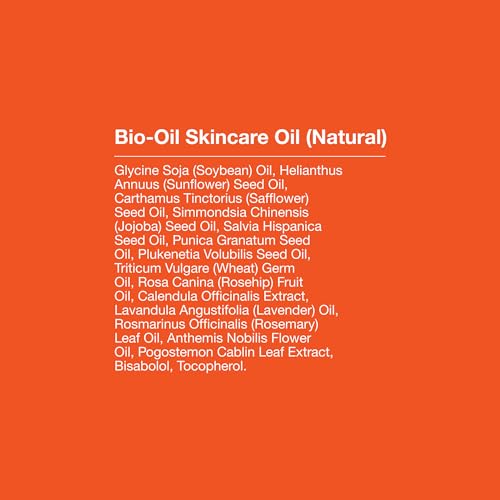 BIO-OIL NATURAL SKINCARE OIL, SERUM FOR SCARS AND STRETCH MARKS, FACE AND BODY MOISTURIZER FOR DRY SKIN, HAIR OIL, FOR ALL SKIN TYPES, 4.2 OZ