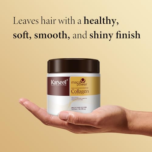 Karseell Collagen Hair Treatment Deep Repair Conditioning Argan Oil Collagen Hair Mask Essence for Dry Damaged Hair All Hair Types 16.90 oz 500ml