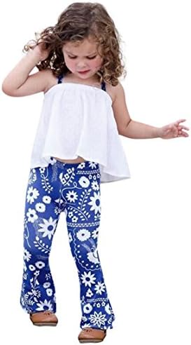 ZHANGVIP 2018 2Pcs Toddler Baby Kids Girls Solid Off Shoulder Tops+Floral Pants Set Outfits