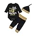 Mikrdoo Bbay Christmas Outfit My First Years 2019 Black Romper Tops + Pants + Hat 3pcs Clothes Set (6-12 Months, A)