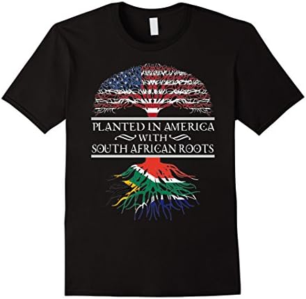 Men's South African American Roots Flag T-Shirt Medium Black