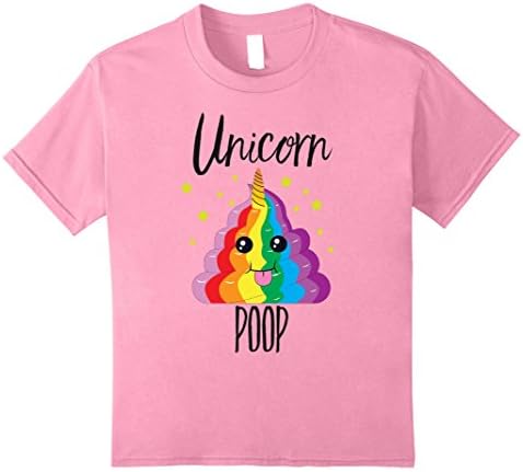 Kids Funny Emoji Unicorn Poop Shirts - Rainbow Sparkle Poop 12 Pink