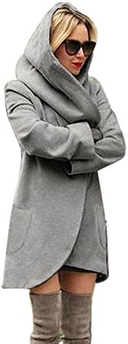 Shineya Women Fashion Long Hooded Coat Casual Jackets Warm Overcoat Outwear Dark Grey 2XL
