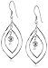 Amazon Collection Sterling Silver Double Open Leaves with Silver Beads Drop Earrings