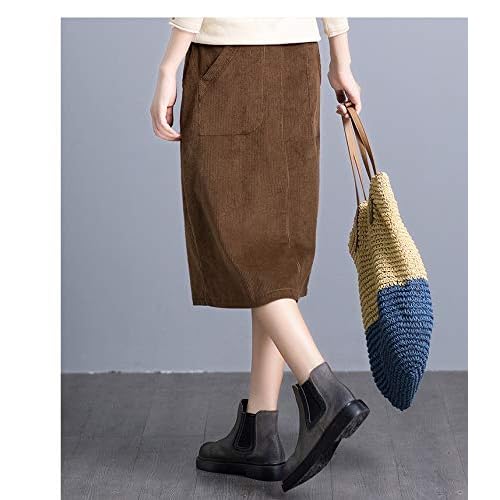 Hot Sale 2019 Cystyle Damen A Linie Winter Cord Rock Knielang