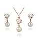 Angelady White Pearl Earring and Necklace Sets 18k Gold Plated Wedding Jewelry Sets