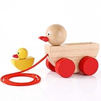 Babe Rock Baby Toys for 1 2 3 Year Old Gifts Wooden Ducks Pull Toy Set 2 Gift for Girls Boys Toddlers Kids