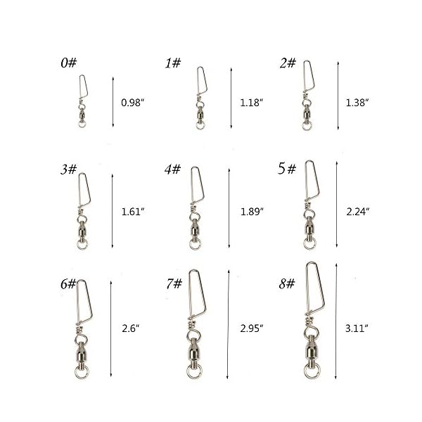 Shelure-Ball-Bearing-Swivel-with-Coastlock-Snap-Strong-Welded-Ring-Fishing-Swivels-Assortment-for-Saltwater-Silver-Coatedpack-of-20