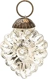 Luna Bazaar Mini Mercury Glass Ornament (Viola Design, 1-Inch, Silver) - Vintage-Style Decoration