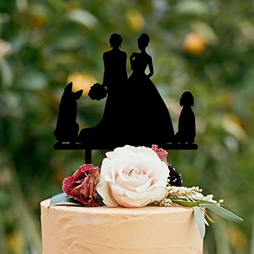 Toy Poodle Cake Topper,German Shepherd And Lesbian Cake Topper, Same Sex  Wedding with Pet Sign, Same Cake Pick