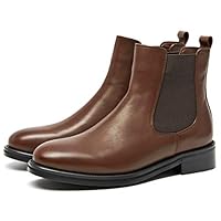 Beautoday Beau Today Chelsea Boots Women Cow Leather Ankle Shoes (8.5, Brown)