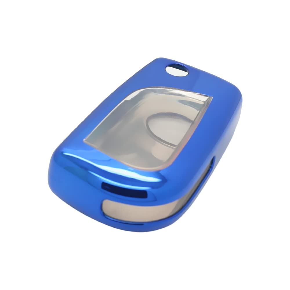 BROVACS Soft TPU Case Shell Cover Protector Holder Compatible with TOYOTA Camry Corolla Fortuner Highlander RAV4 Reiz Flip Remote Key Fob 2 3 4 Button SV9411 Blue