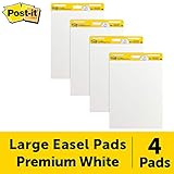 Post-it Super Sticky Easel Pad, 25 x 30 Inches, 30 Sheets/Pad, 4 Pads, Large White Premium Self Stick Flip Chart Paper, Super Sticking Power (559-4)