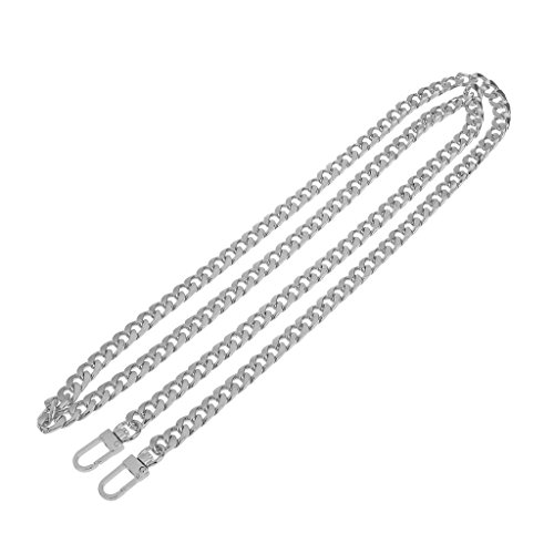 LONGTEAM 47" Purse Chain Strap Replacement 9mm Width DIY Flat Metal Chain Strap for Handbags Clutch Wallet Satchel Tote Shoulder Crossbody Bag, with 2pcs Metal Buckles (Silver)