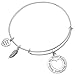 Qina C. Sterling Silver Always My Sister Forever My Friend Love Heart Feather Dangle Charm Family Adjustable Wire Bangle Bracelet