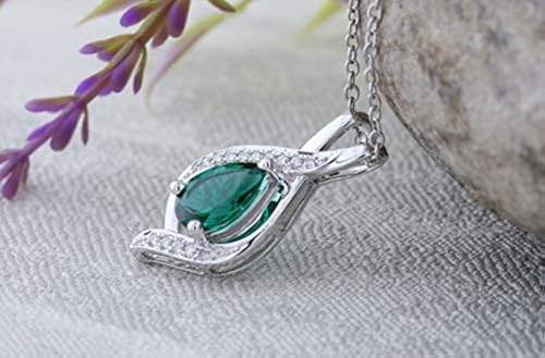 Dazzlingrock Collection Teardrop Pendant - 9x6mm Lab-Created Pink Sapphire & Natural Diamonds, 14K White Gold, 18" Chain - View #8