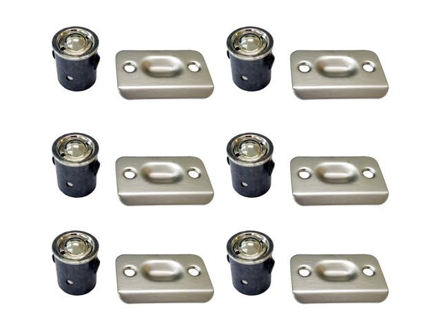 QCAA Zinc DieCast Door Drive-in Ball Catch, Brushed Satin Nickel, 6 Pack