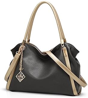 NICOLE&DORIS 新しい女性のためのハンドバッグトートバッグショルダーバッグ手提げかばん肩掛けかばん2WAYレディース欧米ファッションおしゃれカジュアルチャーム付き柔らかい大容量合成皮革グレー