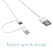 Apple MFi Certified Lightning Cable - Skiva USBLink Duo 2-in-1 Sync and Charge Cable (3.2 ft / 1m) with Lightning & microUSB for iPhone 11 Xs Xr X 8, iPad Air, Samsung Galaxy S7 (White) [Model:CB104]