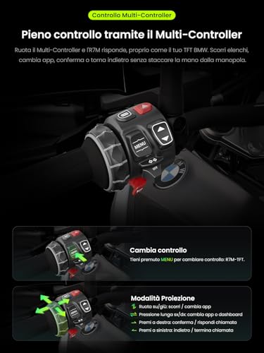 RiderNav R7M 7" Wireless CarPlay and Android Car for BMW Motorcycles - Native Control Wonder Wheel Action Camera | Real-Time Data Reading (TPMS/RPM) | OTA Upgrades | IP69K GPS | Nav Prep