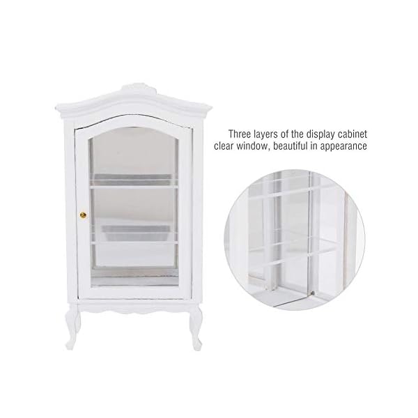 1:12 Miniatur Weiß Europäischen Stil Holz Puppenhaus Drei Schichten Transparente Fenster Dream Schrank Vitrine für Babys – Bild 4