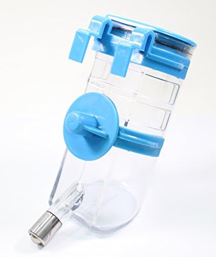 6" Clear Plastic Blue Flip Top Travel Water Bottle Feeder 375mL 12 fl oz