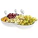 MyGift Decorative White Ceramic Charcuterie Platter Appetizer Olive Bowl Serving Tray with Food Picks and Wood Holder for Parties, Events, Weddings