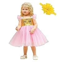 Girls Tutu Tulle Dress - Kids Queen Fancy Halloween Party Princess Dress Up Cosplay for Baby Toddler Child Pink