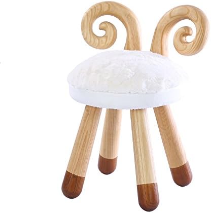 YouHi Children Solid Wood Stool with Memory Cotton Cushion Animal Appearance Modeling Chair for Reading and Eating (Sheep)