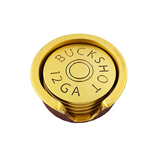Pine Ridge 12 Gauge Shotgun Shell 5 Piece Coaster Set Holder Buckshot Drink Coasters with Base for the Man Cave Decor Hunting Cabin Dining Furniture Gun Gifts for Men Home & Kitchen, Kitchen & Dining, Dining & Entertaining, Bar Tools & Glasses, Coasters