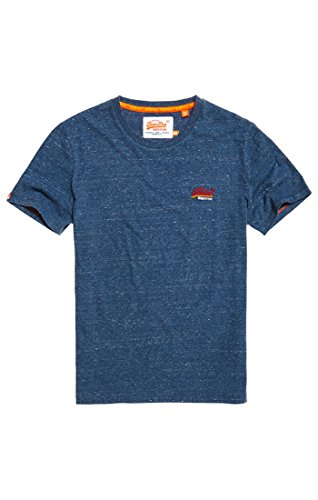 Superdry Men's Orange Label Vintage Emb Short Sleeve T-Shirt, Worn Navy Snowy, XL