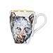 DEMDACO Bear Watercolor Glossy Stoneware Mug With Handle 16 Ounce, Brown On White