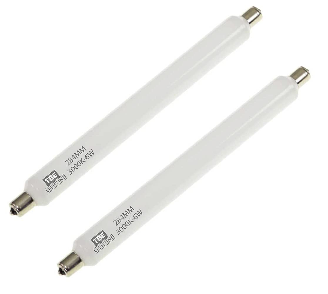 TBE LIGHTING 6W S15s LED Strip Light Bulb - Pack of 2 Units - 284mm Length Tubular Mirror lamp, Non-Dimmable, 400 Lumen Output, 20,000Hrs Life Expectancy (3000K Warm White)