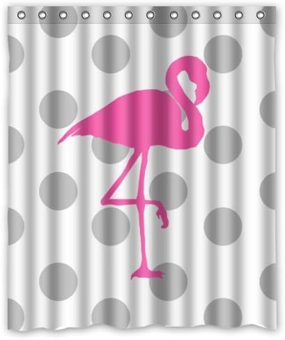 Hipster Grey White Polk Dots Pink Flamingo Shower Curtains Polyester Waterproof 60