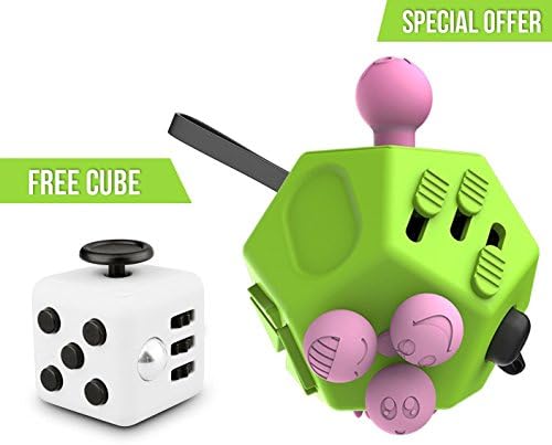 PartyFuFu 12 Sided Fidget Cube with 6 Sided Cube Relieves Stress and Anxiety – Toy Increases Focus and Attention for Children and Adults with ADHD, ADD OCD, and Autism