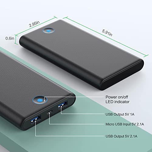 FOCHEW Portable Charger, 2Pack 20000mAh Power Bank Ultra Slim Fast