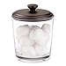 MetroDecor mDesign Bathroom Vanity Glass Canister Jar for Epsom Bath Salts, Soap, Cotton Balls, Swabs - Pack of 2, Clear/Bronze
