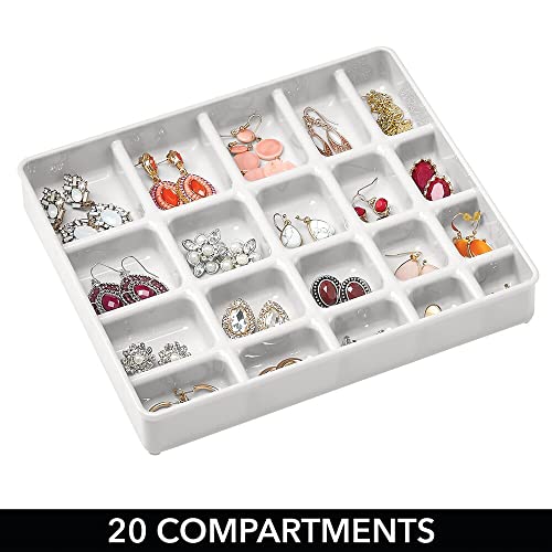 mDesign Stackable Plastic Storage Jewelry Box 2 Organizer Trays with
