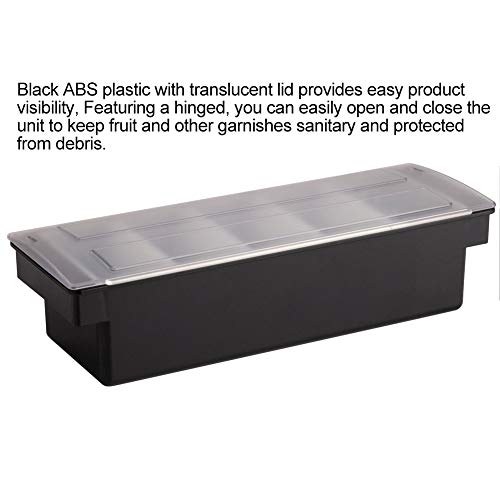 SHANGPEIXUAN Condiment Caddy with Lid Dispenser Tray Bar Fruit Caddy 5 Tray Plastic Garnish Station Great for Restaurant Buffets Bars Picnics Refrigerator Barbecue Catering(Condiment Dispenser 5 Tray)