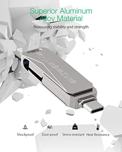 USB C Flash Drive, BlitzWolf 64GB USB 3.0 Type C Dual Drive Thumb Drive OTG High Speed Memory Stick Mini USB Drive for Android Smartphone, New MacBook,Tablet, PC, Samsung Galaxy, Pixel, More - Thumbnail 7