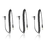Foto&Tech 3.5 mm to Male Flash PC Sync Cable 14-Inch Coiled Cord with Screw Lock Suitable for Nikon, Canon, and Most DSLR Cameras Pocketwizard Miniphone PC1 with Foto&Tech Velvet Bag (3 PCS)