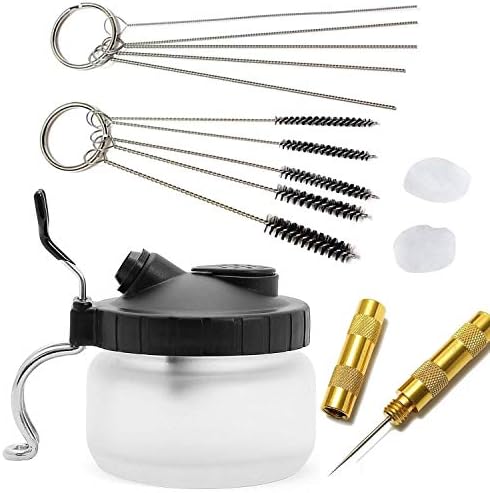 FBGC 14-in-1 Airbrush Cleaning Kit | Cleaner Set with Glass Pot, Stainless Steel Holder, Needle and Brush Accessories