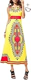 AOVCL Women Traditional African Print Dashiki Bodycon Sleeveless Maxi Dress