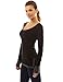 PattyBoutik Women Scoop Neck Side Slit Tunic (Black and Gray Medium)