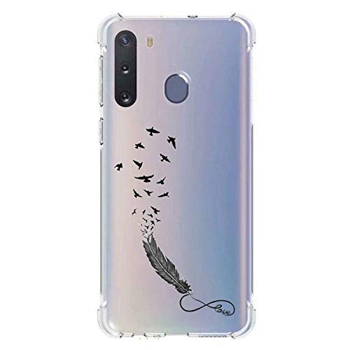 Cokitec Transparent Case for Samsung Galaxy A21 Feminine Infinity Feather