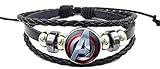 New Horizons Production Marvel's Super Heroes Glass Domed Braided Leather Bracelet (Avengers Logo)