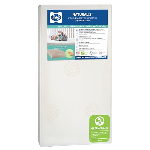 Sealy Baby 2 Stage Infant Crib Mattress Plus Toddler Bed Fit, Breathable, Resis…